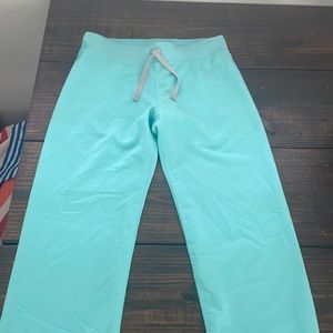 figs, fresh aqua Livingston scrub pants, XS